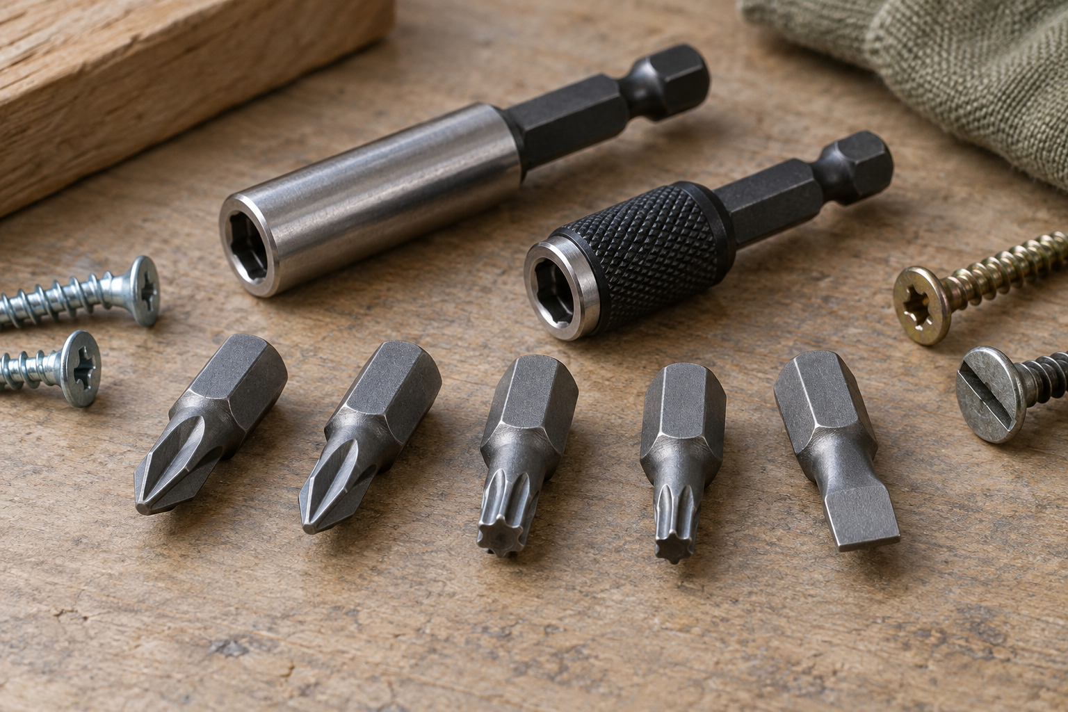 AI-generated editorial illustration of driver bits