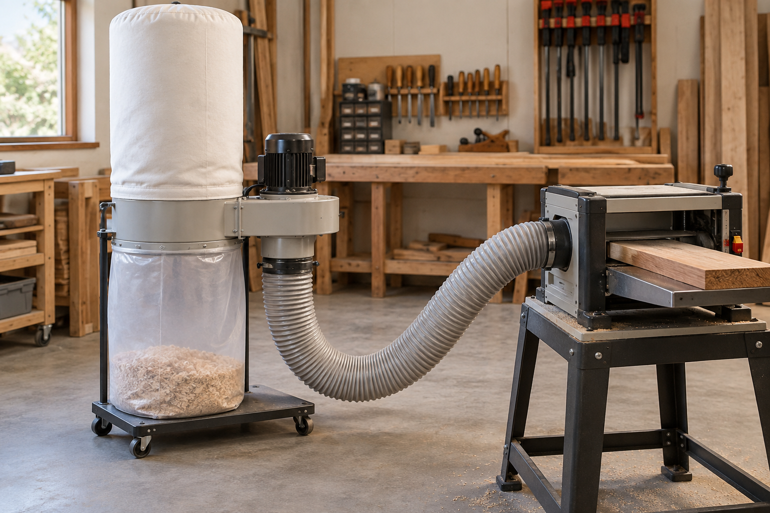 AI-generated editorial illustration of dust collector