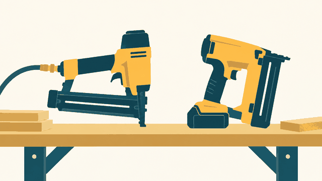 Editorial illustration of nail guns